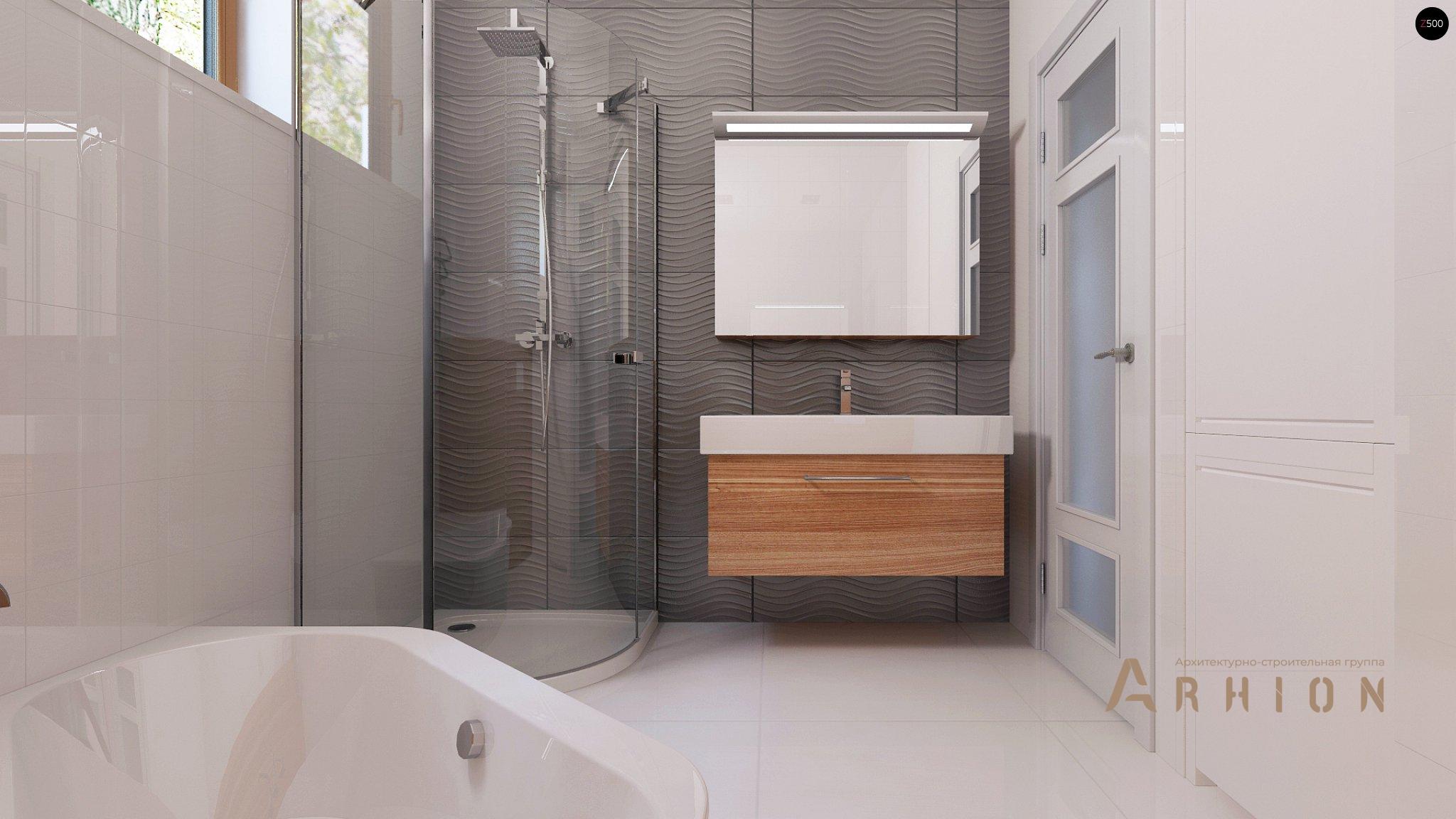 10. Проект одноэтажного дома в европейском стиле с двускатной кровлей, Z91 GP, площадью - 149 кв c терассой, гаражом